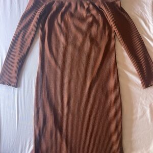 Elegant Brown Off-Shoulder Dress